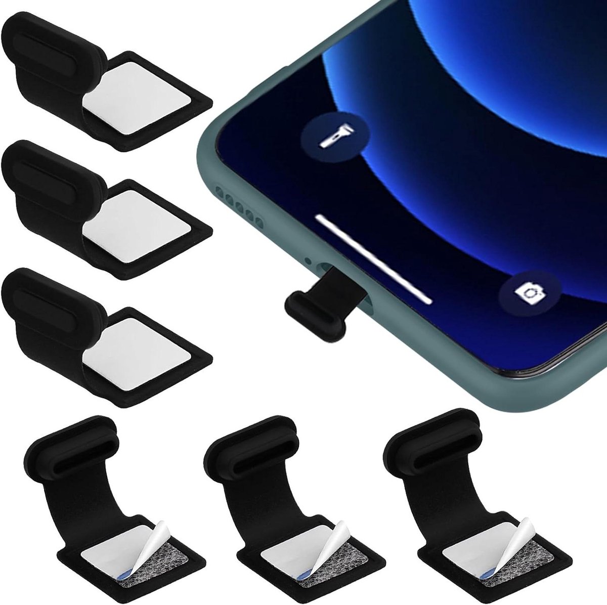 Inovra - 6 stuks USB C stofstekkers - Stofbescherming voor mobiele telefoons - Siliconen anti-stofstekkerafdekking - Type C aansluitkapbeschermer - Zwarte USB Type C-oplaadpoort - Stofdopjes . - Onbekend