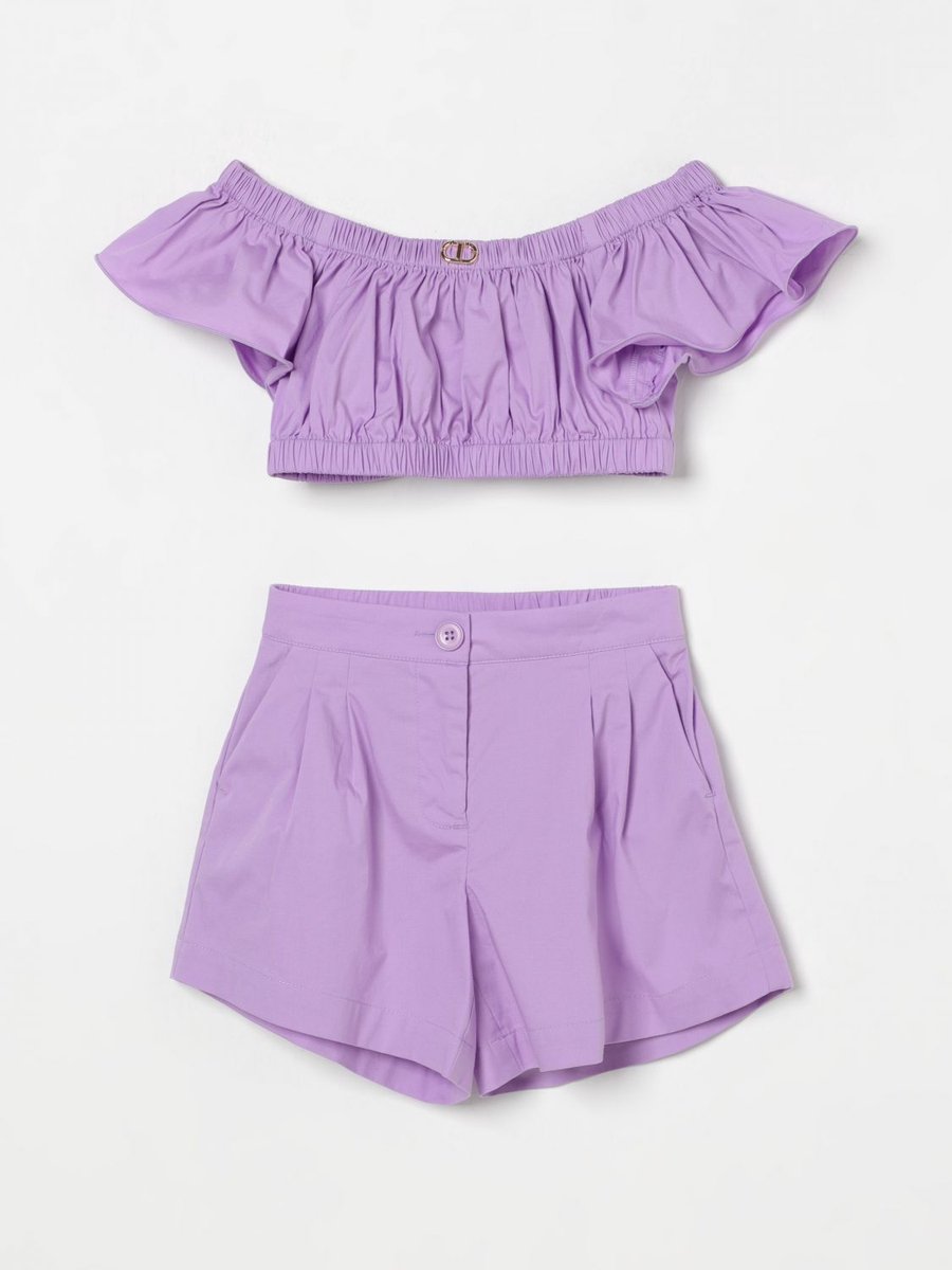 OffShoulder Top Shorts Set Kids - Violet Ropes Cords