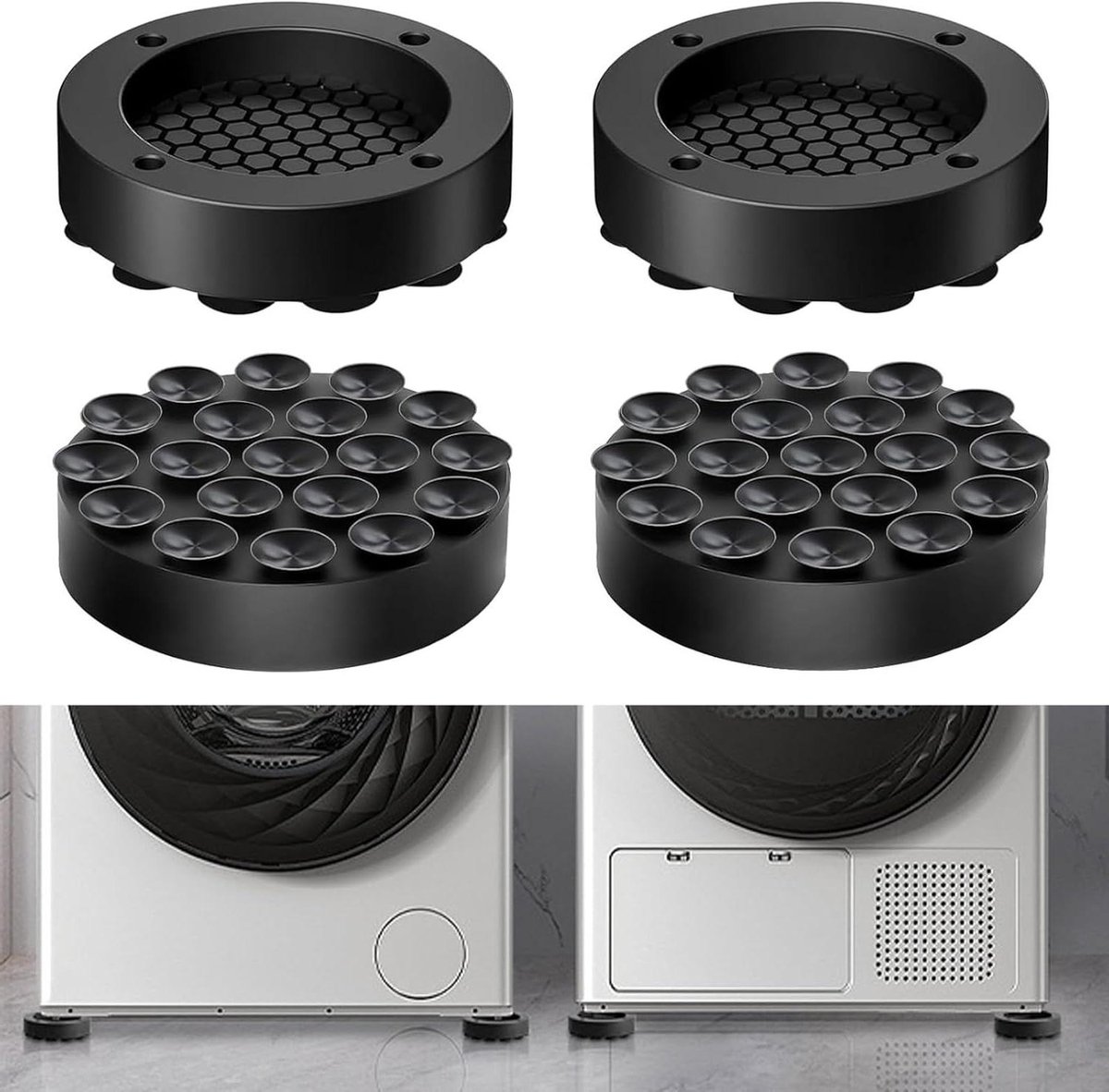 Zeynomax - Trillingsdempers voor wasmachine en koelkast - set van 4 stuks met antislipmat