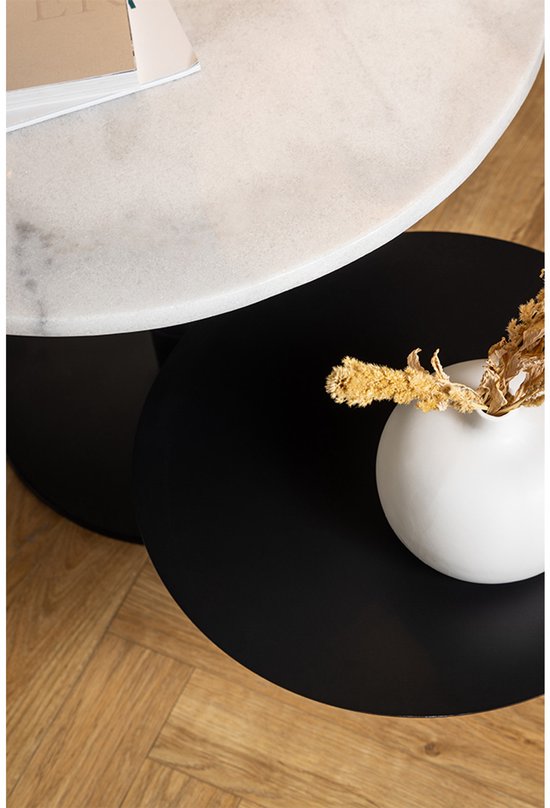 Set de Tables Basses Nala Zwart - Marbre Wit