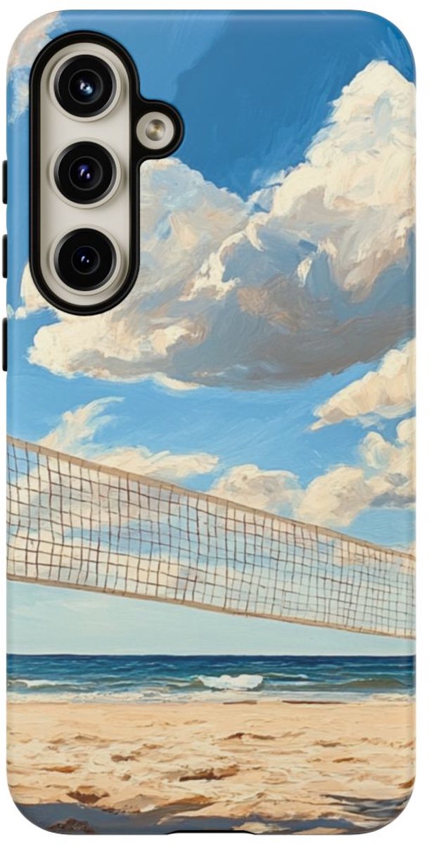 Volleybalnet op Zonnig Strand – Telefoonhoesje Geschikt voor Galaxy S24 Plus