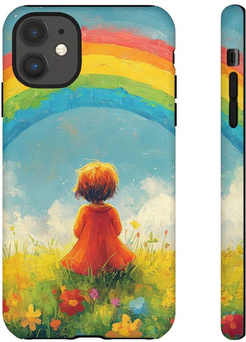 Kind Bekijkt Regenboog – Telefoonhoesje Geschikt voor iPhone 11