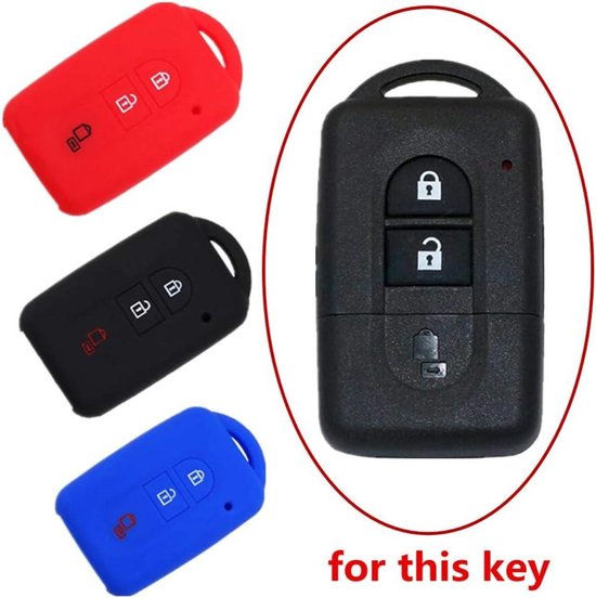 l Case Cover voor Nissan Duke MICRA QASHQAI JUKE X-Trail NAVARA - Rode Cover - 3 Knoppen — afbeelding 3