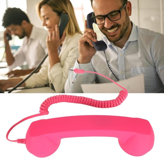 Retro 3,5 Mm Telefoonhoorn - Stralingsbestendige Mobiele Telefoonontvanger - Microfoon Microfoonluidspreker - Vintage Telefoonhoorn voor Mobiele Telefoon Smartphone met USB C - PINKS van Merkloos	 — afbeelding 4