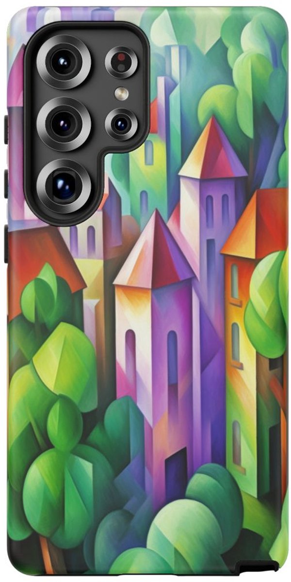 Kleurrijk Abstract Stadsgezicht – Telefoonhoesje Geschikt voor Galaxy S25 Ultra