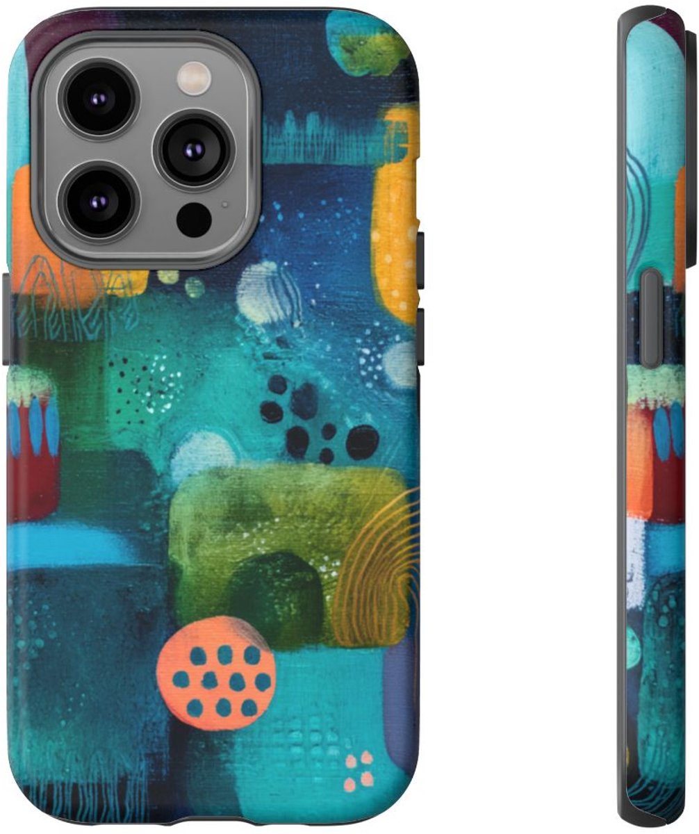 Abstracte Geometrische Kleurenpracht – Telefoonhoesje Geschikt voor iPhone 14 Pro