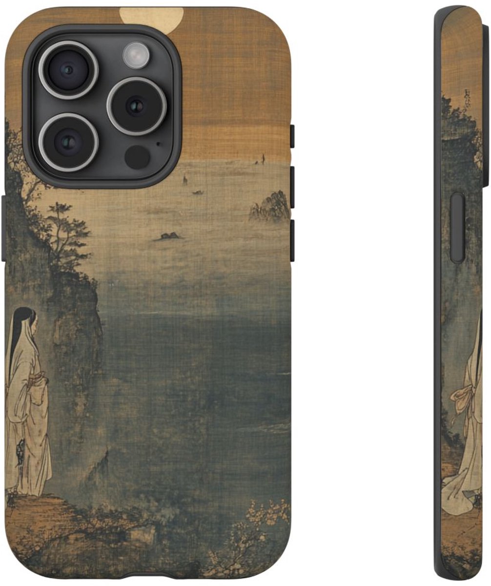 Heian-periode Non bij Maanverlichte Zee – Telefoonhoesje Geschikt voor iPhone 15 Pro