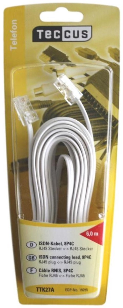 RJ45 8P4C aansluitkabel 6m wit