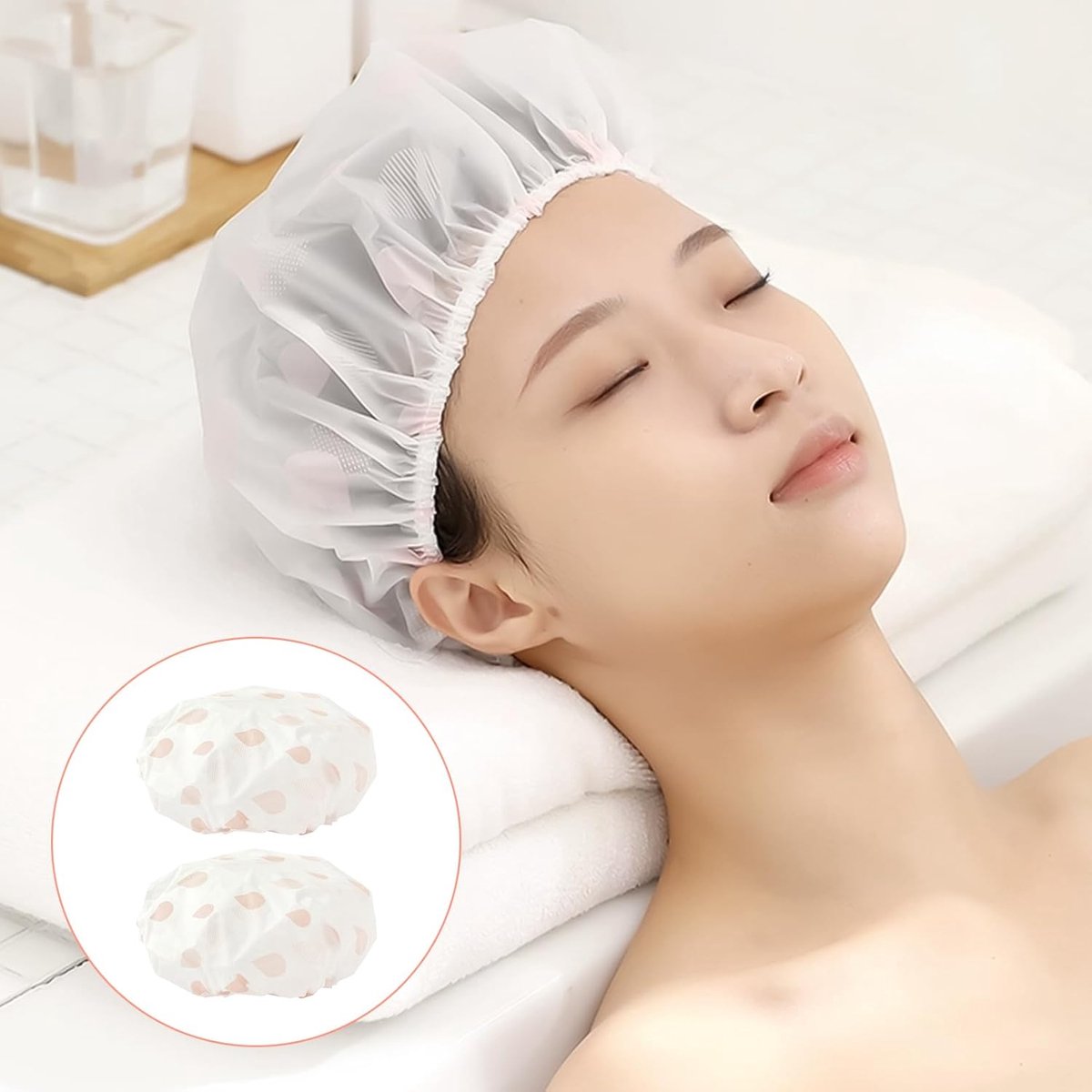 Crrynuo - Shower Cap - Druppel Douchemuts - EVA-Materiaal - Badmuts - 28Cm - 2 Stuks - Waterdicht