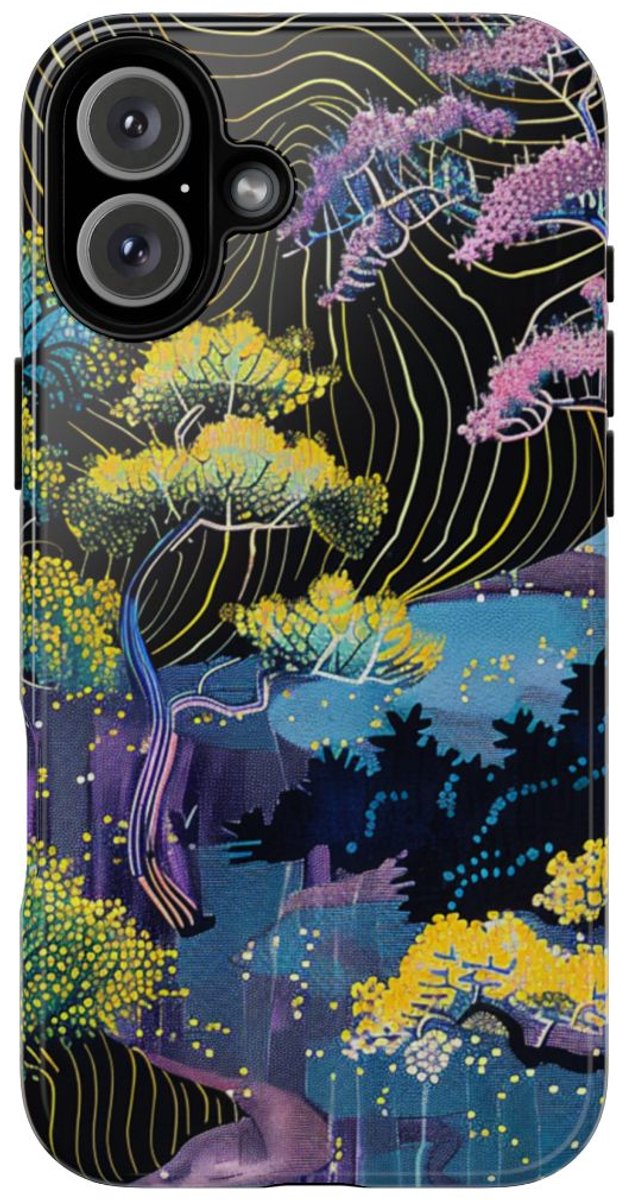 Kleurrijk Abstract Boomlandschap – Telefoonhoesje Geschikt voor iPhone 16 Plus