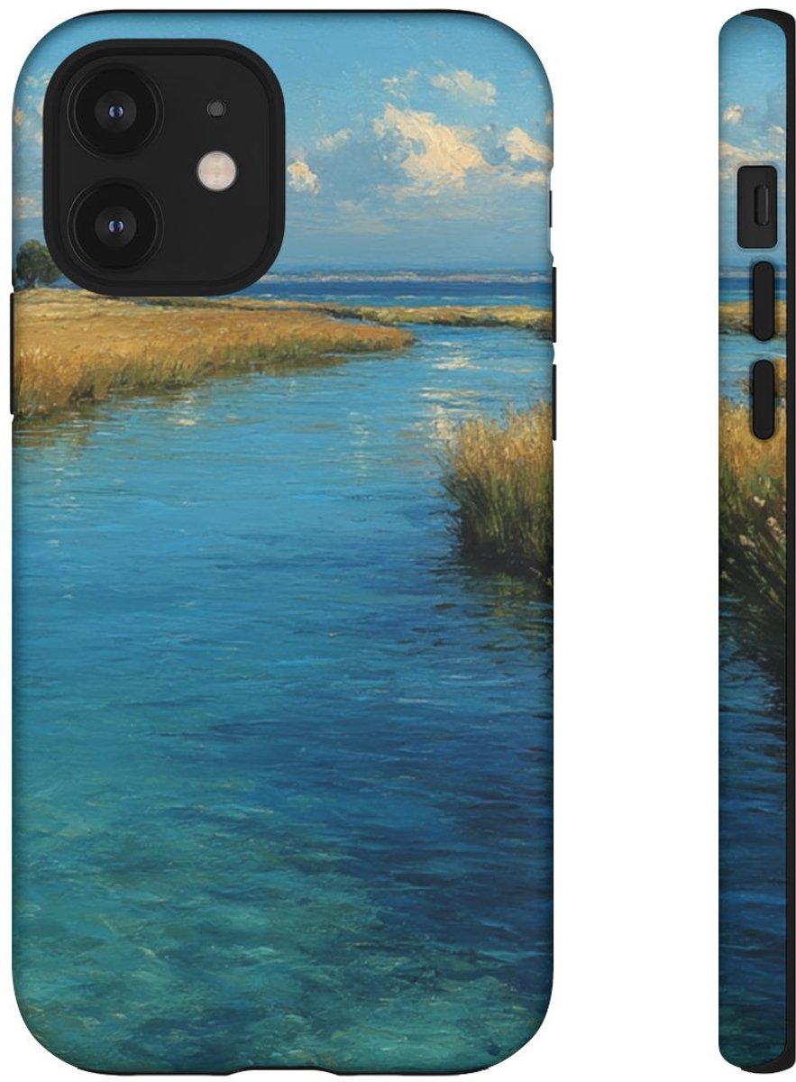Blauw Waterdelta Landschap – Telefoonhoesje Geschikt voor iPhone 12
