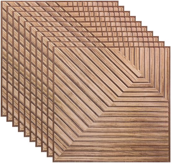 3D-wandpanelen, 10 stuks, 30 x 30 cm, zelfklevende wandpanelen, baksteeneffect, waterdichte schuimrubberen wandpanelen, geschikt voor keuken, badkamer, woonkamer, gele houtnerf