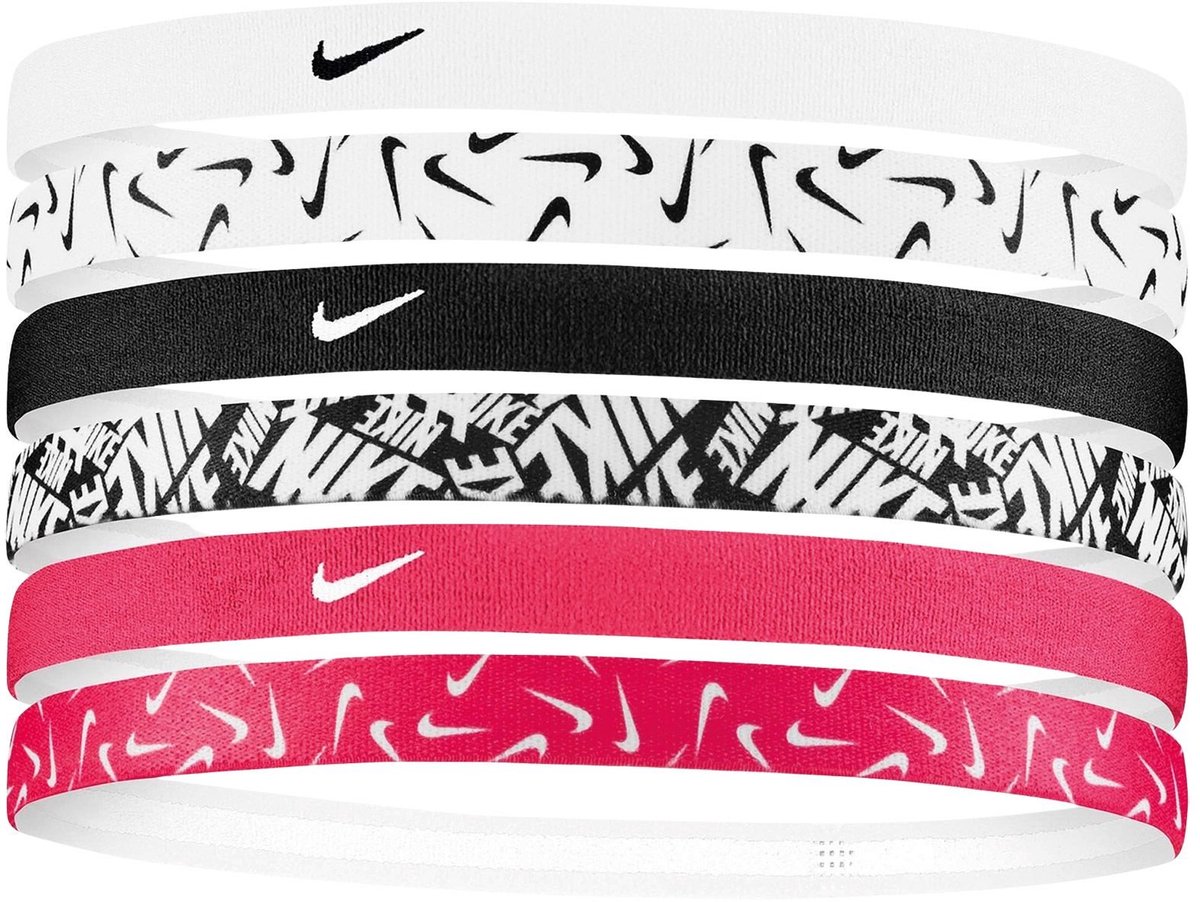Nike Printed Haarbandjes 6-pack Zwart