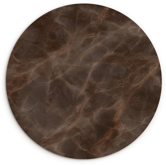 WallCircle® Wandcirkel 120x120 cm - Muurcirkel Bruin marmer - Organisch - Natuursteen - Muurdecoratie woonkamer - Wanddecoratie slaapkamer - Kamer decoratie accessoires - Ronde schilderijen XXL