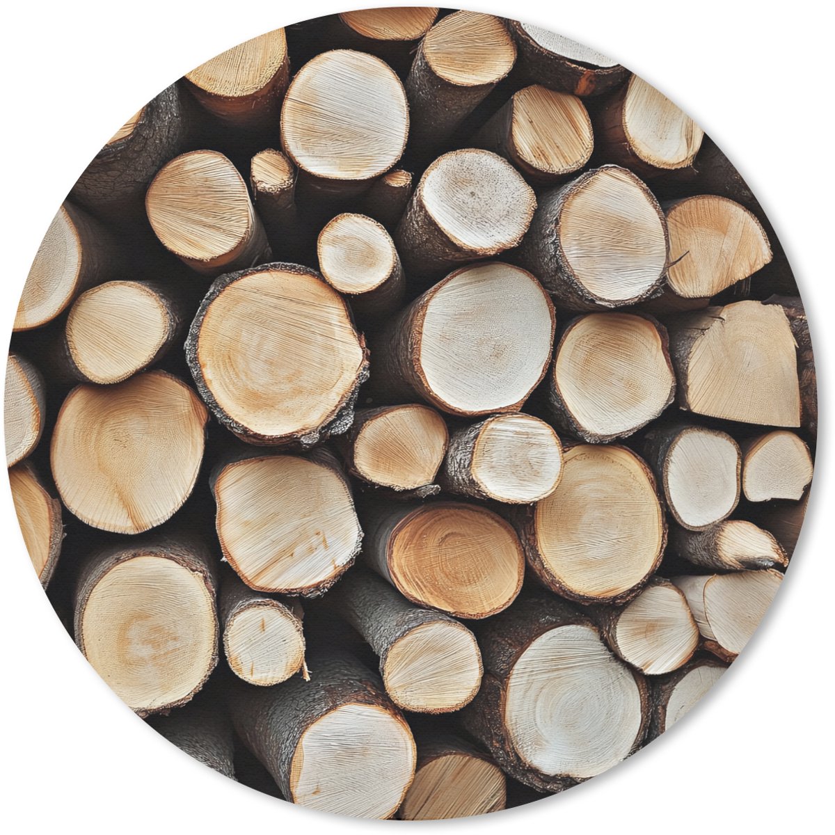 Muismat rond 50x50 cm - Mousepad Hout - Boomstammen - Textuur - Ronde muismatten