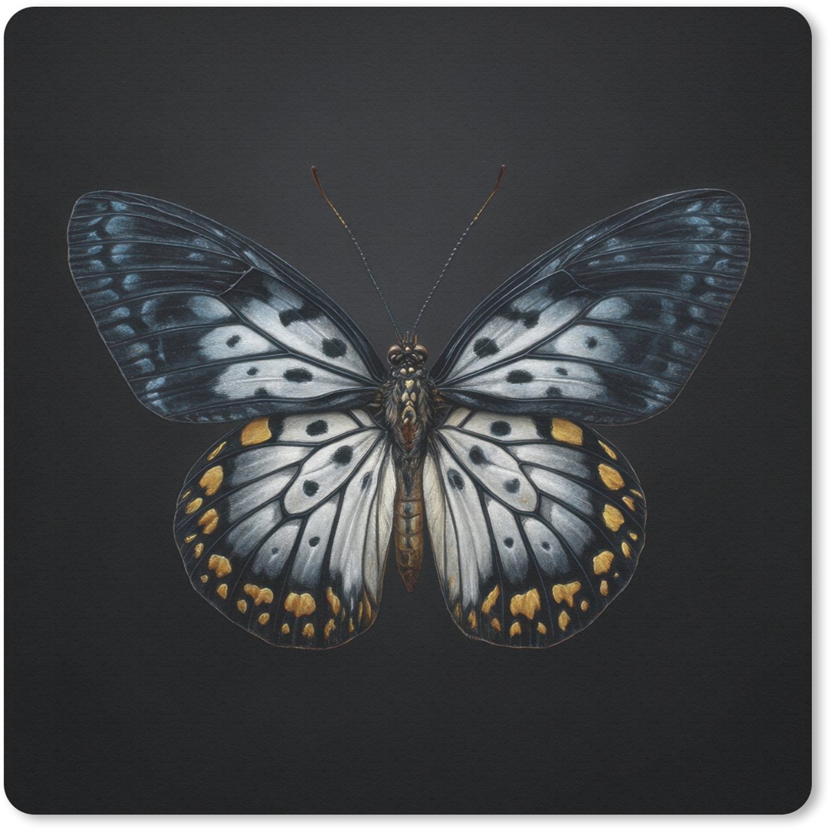Muismat 20x20 cm - Mousepad Vlinder - Monochroom - Balans - Muismatten