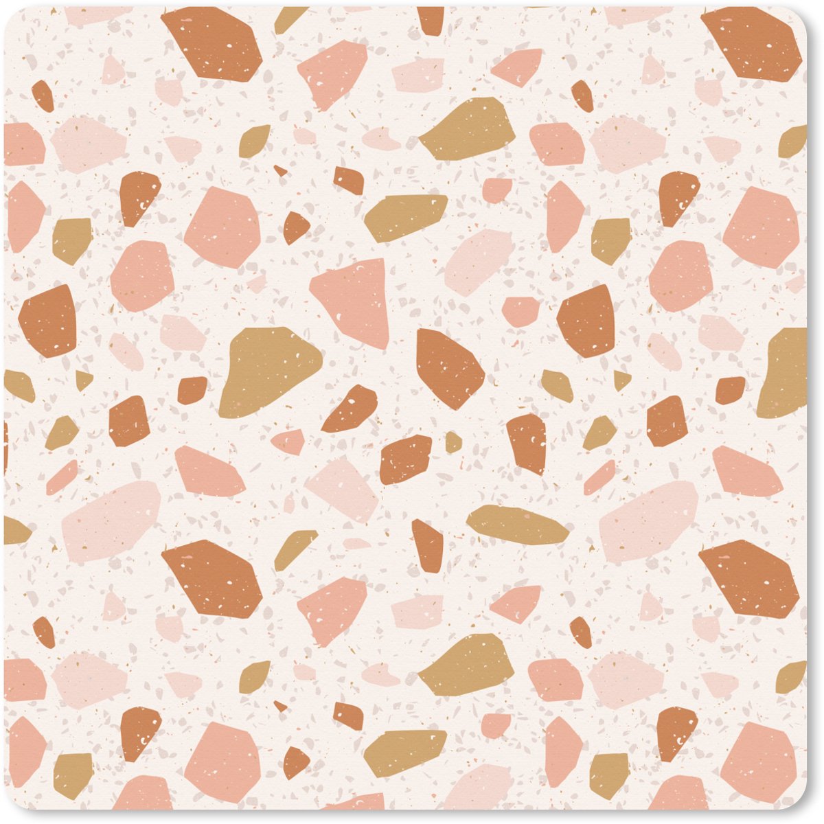 Muismat XXL 80x80 cm - Bureau onderlegger - Bureau mat Terrazzo - Patroon - Kleurrijk - Zalm - Bureaumat - Gaming mousepad xl - Bureaulegger groot - Computer deskmat