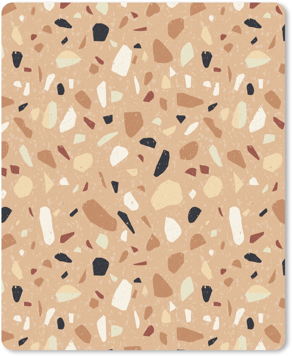 Muismat 19x23 cm - Mousepad Terrazzo - Patroon - Kleurrijk - Oranje - Muismatten
