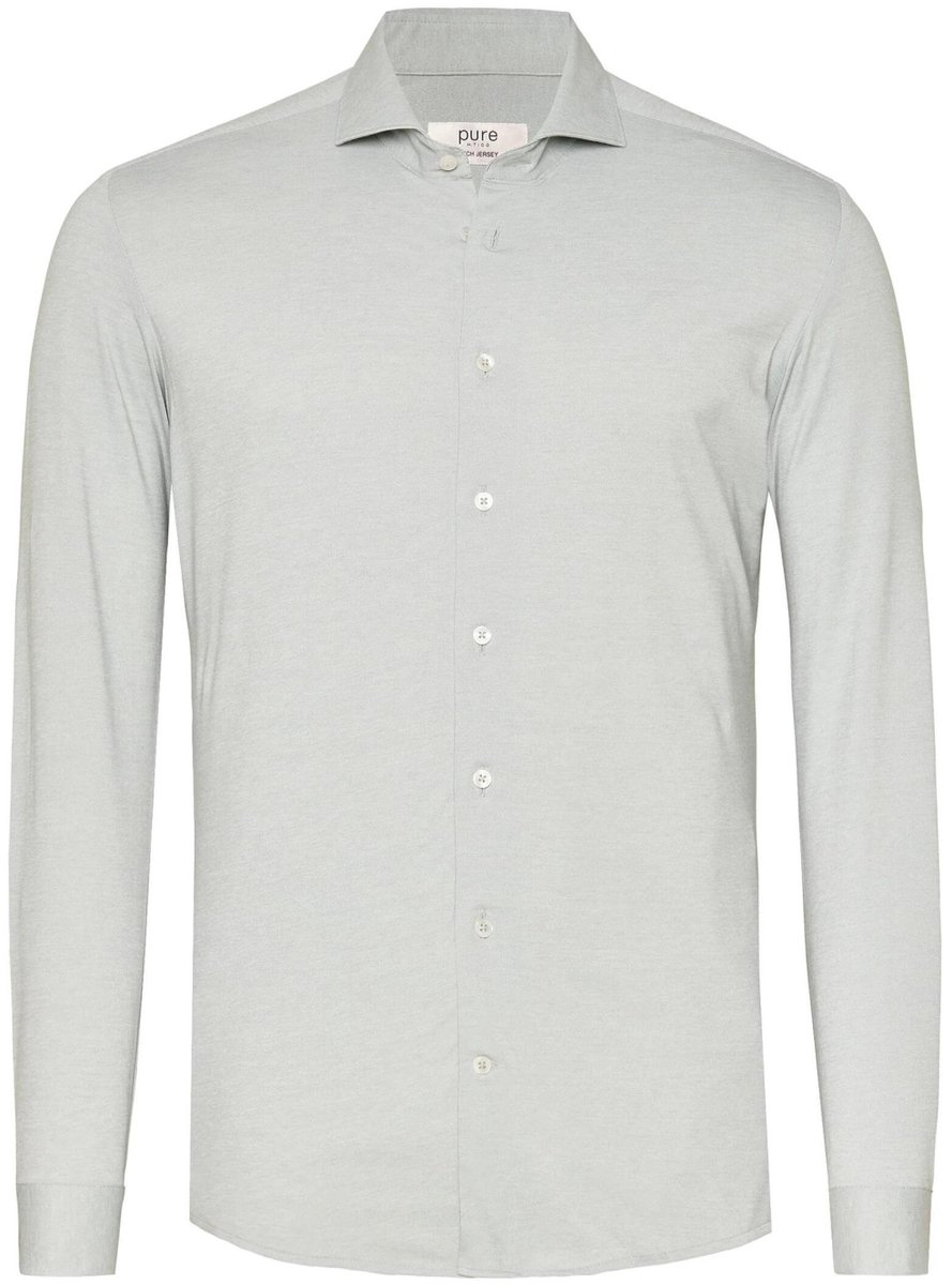 Pure H. Tico Overhemd Tech Jersey Shirt Longsleeve 4069 21730 405 Green Plain Mannen Maat - W45