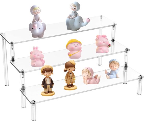 talifoca Display van transparant acryl, 5 niveaus, acryl displaystandaard voor poppen, U-vitrine houders voor verzamelingen, parfums, cupcakes of