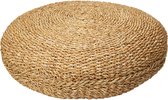 Home & Styling Vloerkussen Ibiza - naturel - jute/katoen - 58 x 20 cm - Extra dik rond grond zitkussen/matraskussen - Lage poef