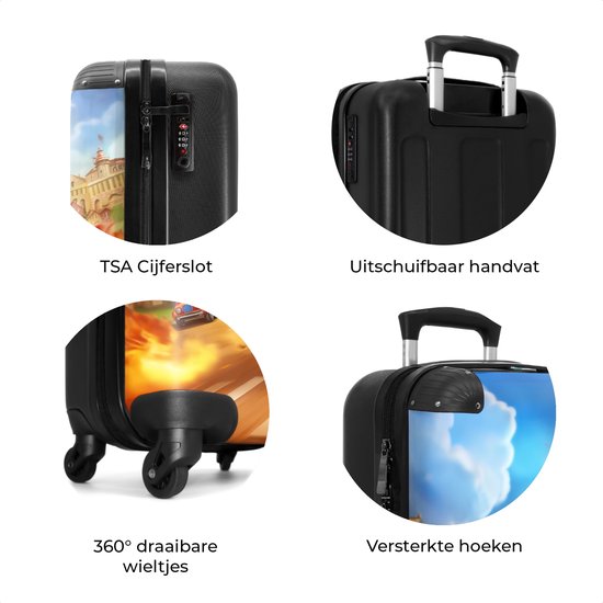 NoBoringSuitcases.com® - Valise cabine enfant Pompiers - Garçons - Enfants - Voiture - Bagage à main - Valise de voyage - Valise chariot - Valises 55x40x20 cm - 55x35x25 cm