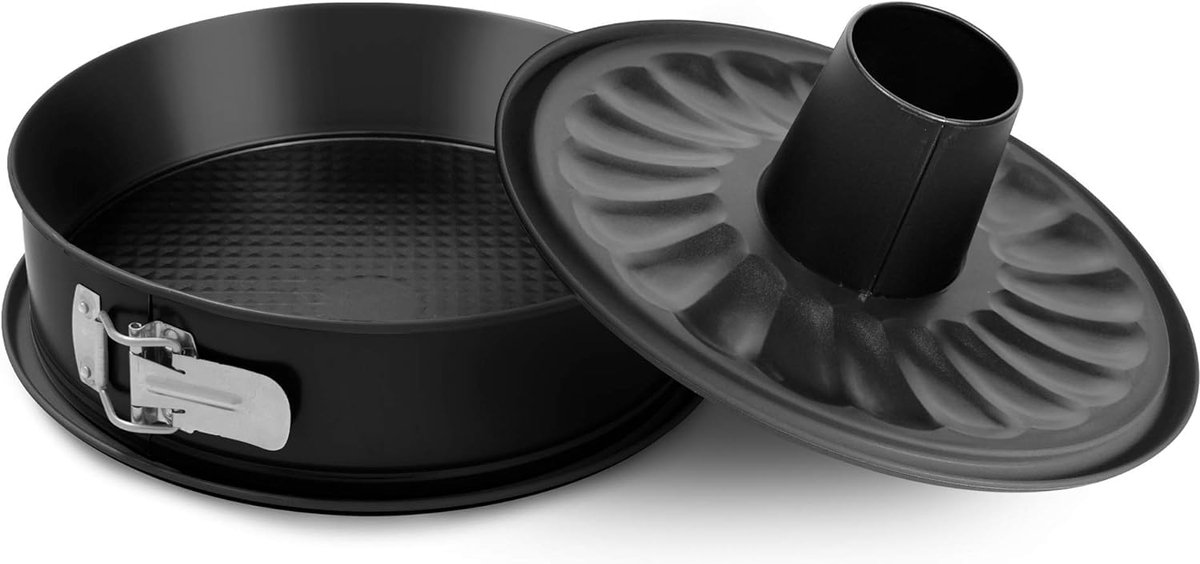 Ibenzoa® Dubbelzijdige bakvorm van 26 cm met druppelvrije bodem en antiaanbaklaag in zwart