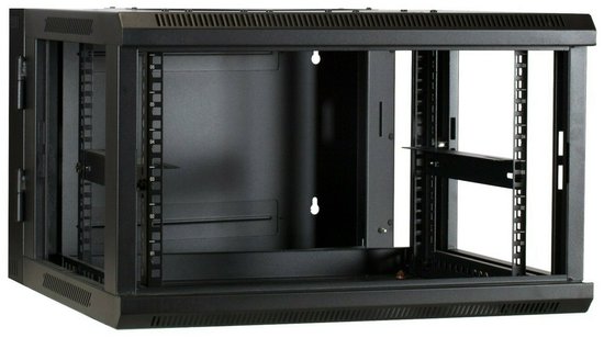 Azerty DS6606-Double, Rack monté sur le mur, 6U, Gestion optimisée des câbles, 18 kg, Noir
