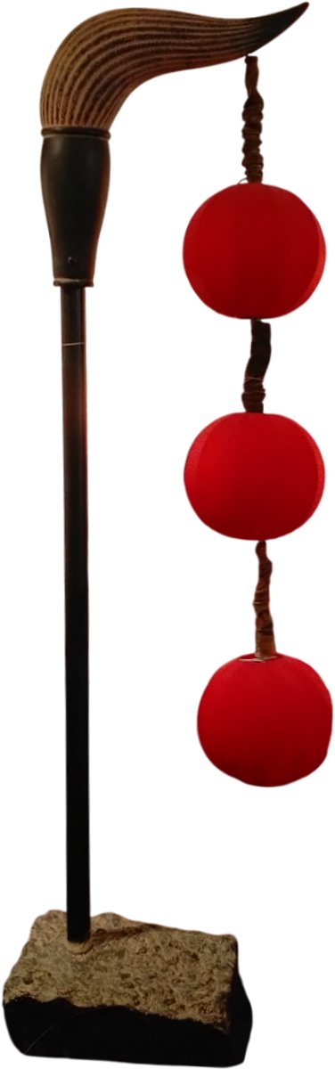 Fine Asianliving Chinese Vloerlamp Kalligrafie Penseel Rood B50xD50xH205cm