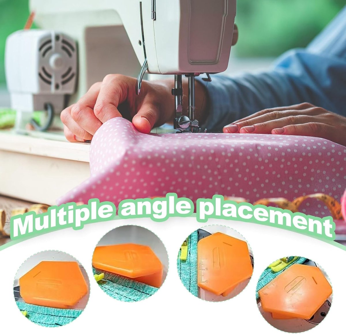 Magnetische Naadgeleider Voor Naaimachine, Veelhoekige Multifunctionele Naadgeleider Zoomgeleider Met Schaal Oranje 2 Stuks