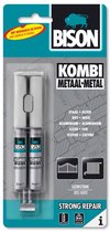 Bison Kombi Metaal Blister 24 ml, snelle 2-componenten epoxylijm in een praktische verpakking in de juiste verhouding, inclusief mengbakje en spatel, temperatuurbestendig van -40°C tot +120°C