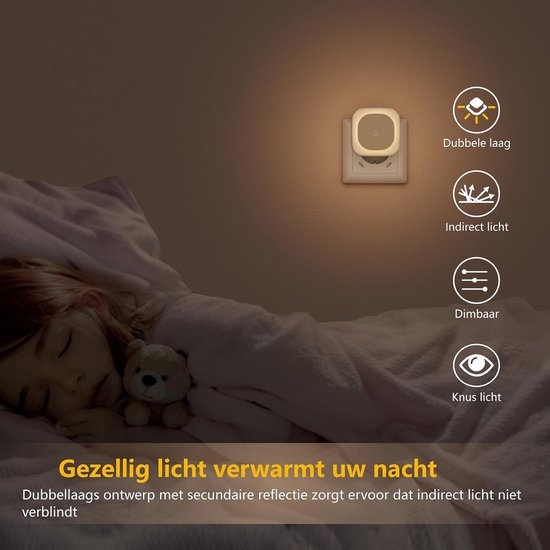 RFWR® 2-pack nachtlicht met bewegingssensor en dimbare verlichting voor kinderen van RFWR — afbeelding 4