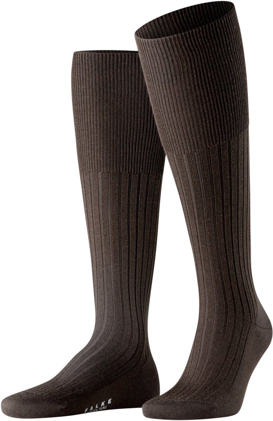 Chaussettes hautes FALKE Bristol Pure côtelées unies en laine homme marron - taille 39-40