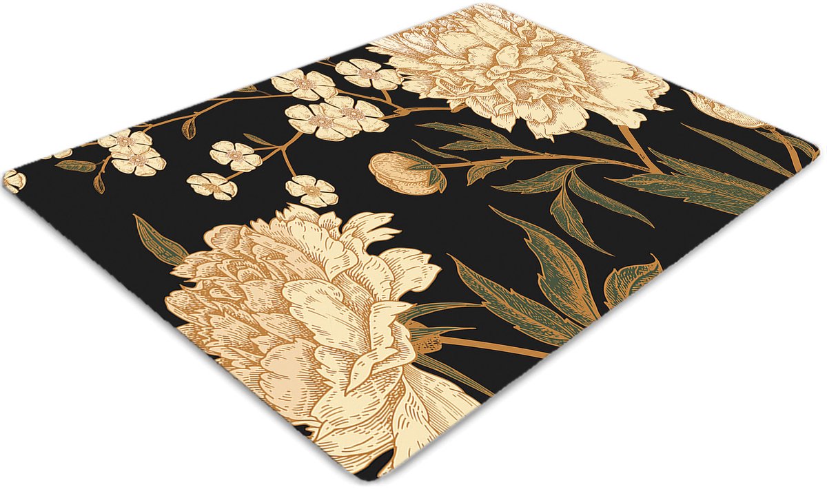 Tulup Vloerbeschermer - Witte Pioenroos Bureaustoelmat - 120 x 90 cm - Grijs Bureau Stoel Mat - Vloerbeschermer Bureaustoelmat - Mótif Vloerbeschermer - Stoel Mat - Werkplekdecoraties