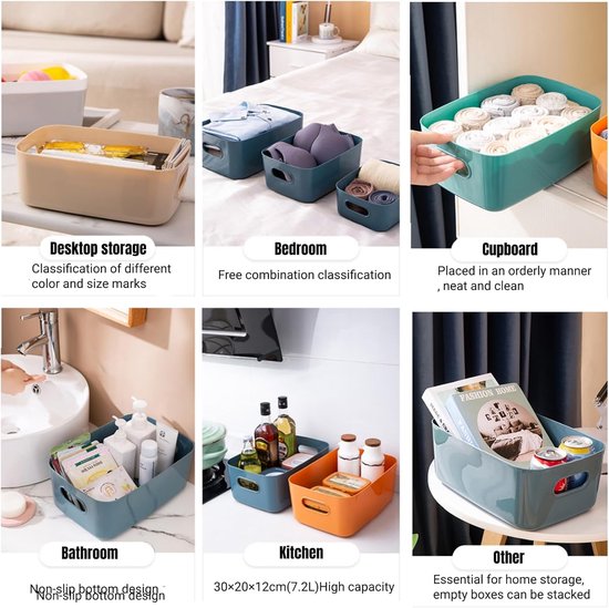5 Boîtes De Rangement Plastique Empilables 30x21x12 Cm - Avec Poignées, Pour Cuisine, Salle De Bain, Placard - 2