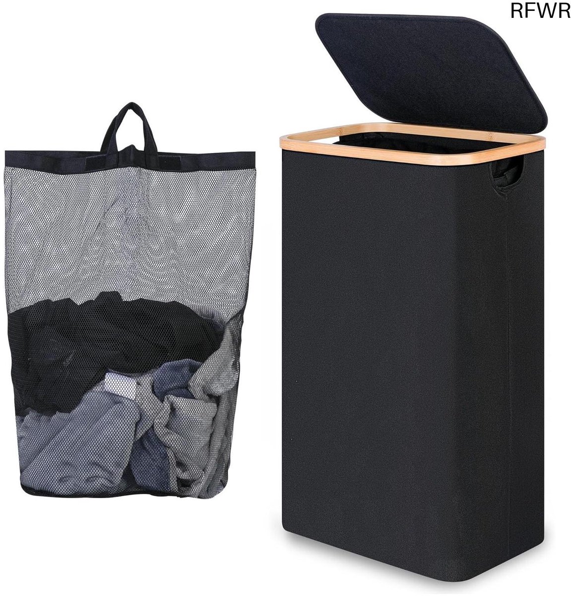 RFWR® Slanke Wasmand 75L met Afneembare Binnenzak - Ideaal voor Vuile Kleren, Speelgoed en Handdoeken