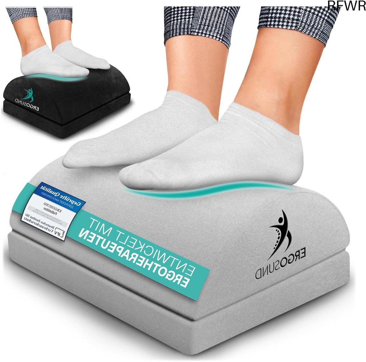 RFWR® In hoogte verstelbare voetensteun voor bureau met antislip, ergonomisch design en premium schuimkern