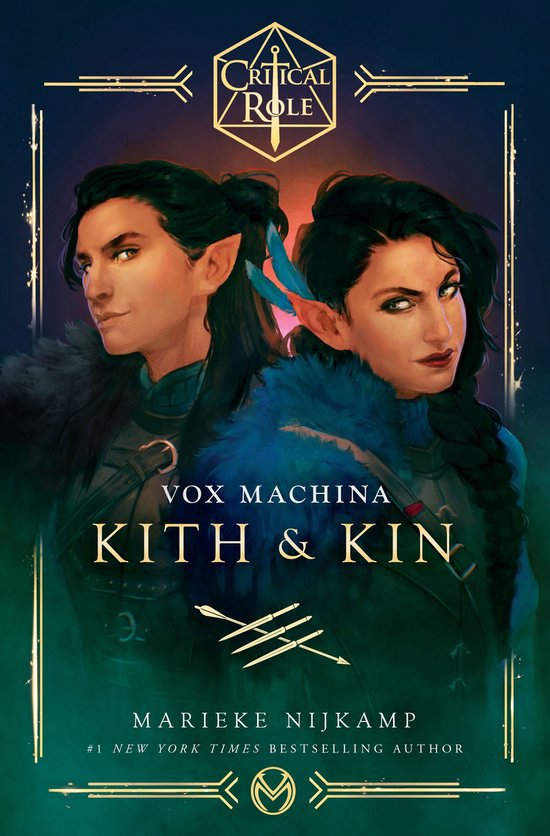 Boekomslag met twee elfachtige personages, Kith & Kin, Vox Machina, Critical Role.