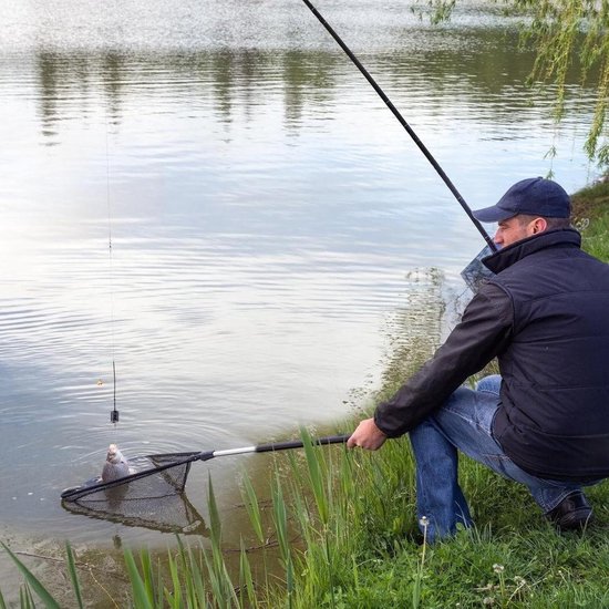 Zite Fishing Opvangnet met rubber bekleed net - hengelschepnet Easy telescopische techniek 2,10m - 60x60cm visnet Zite Fishing Opvangnet met rubber bekleed net - hengelschepnet Easy telescopische techniek 2,10m - 60x60cm visnet
