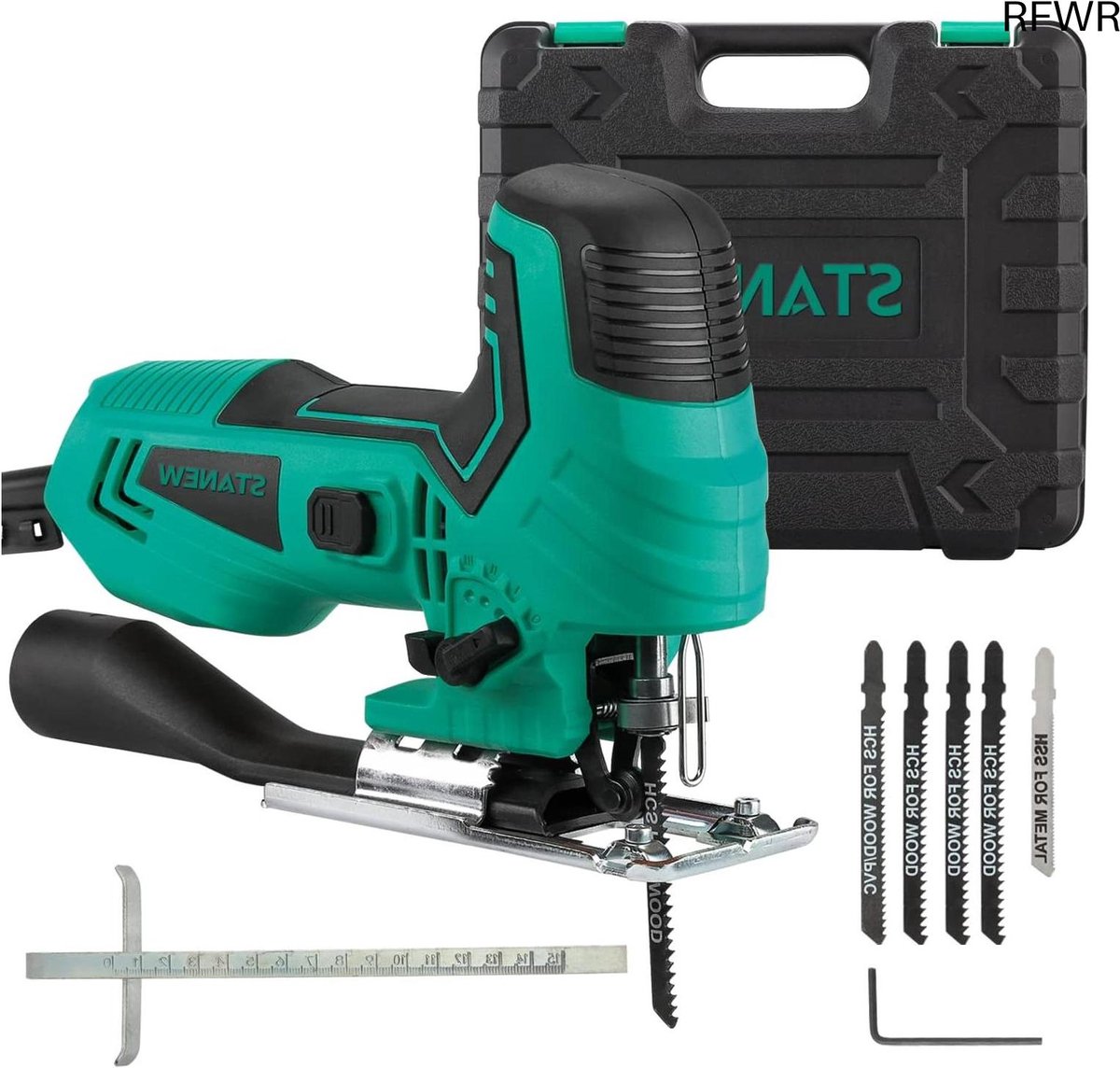 RFWR® Decoupeerzaag 650 W met 6 Snelheden en 5 Bladen - Perfect voor Hout, Kunststof en Metaal