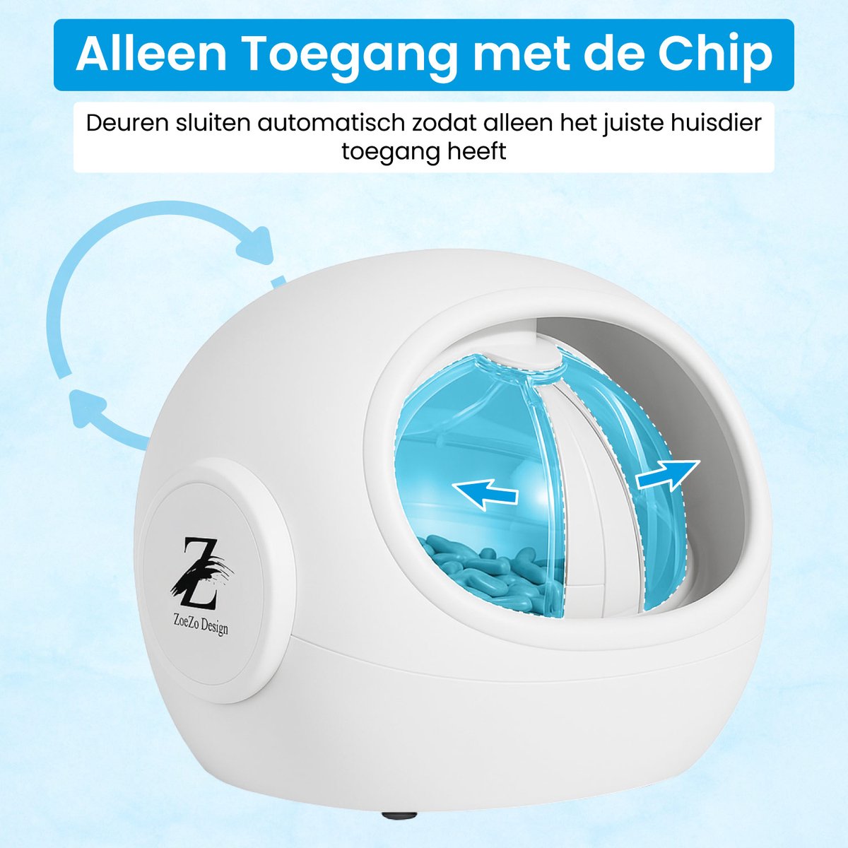 Afbeelding 3 van ZoeZo Design - Chip Voerdispenser - Type ZZ-FC1 - RFID - Automatische Voerbak Katten - Voerautomaat met Chip voor Halsband - Voederbak - Wit - Kat & Hond - Halsbandchip - Antidiefstal