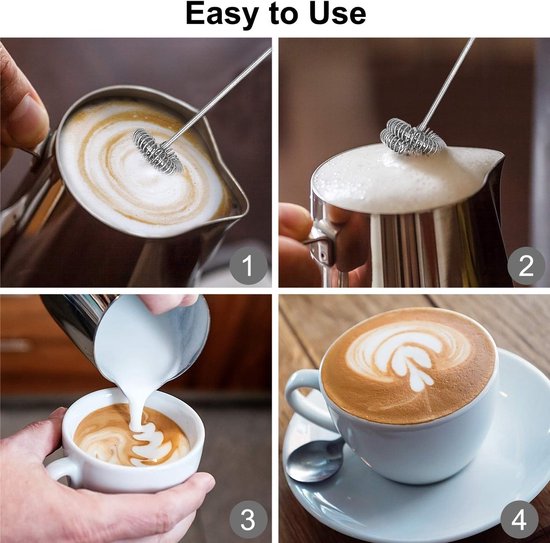 Melkopschuimer Elektrisch - 3 Eenvoudig Te Vervangen Opzetstukken - Melkopschuimers - Melkopschuimer Handmatig - Melkklopper - Melk Opschuimer - Schuimklopper Koffie - Koffieschuimer