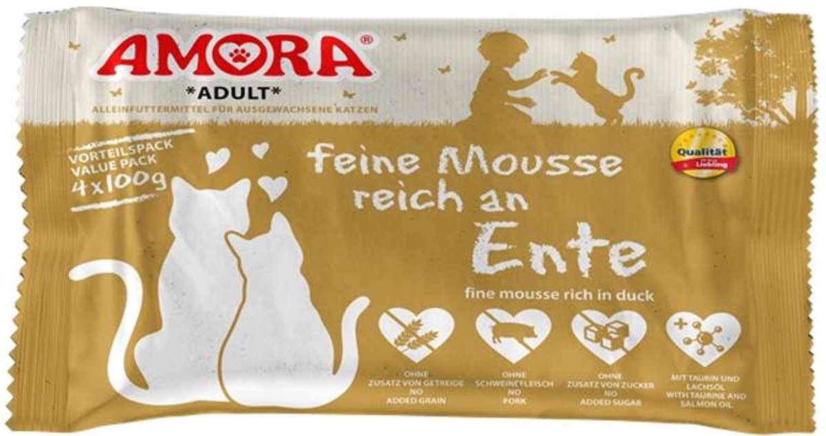 AMORA Cat feine Mousse 10x4x100g | Ente