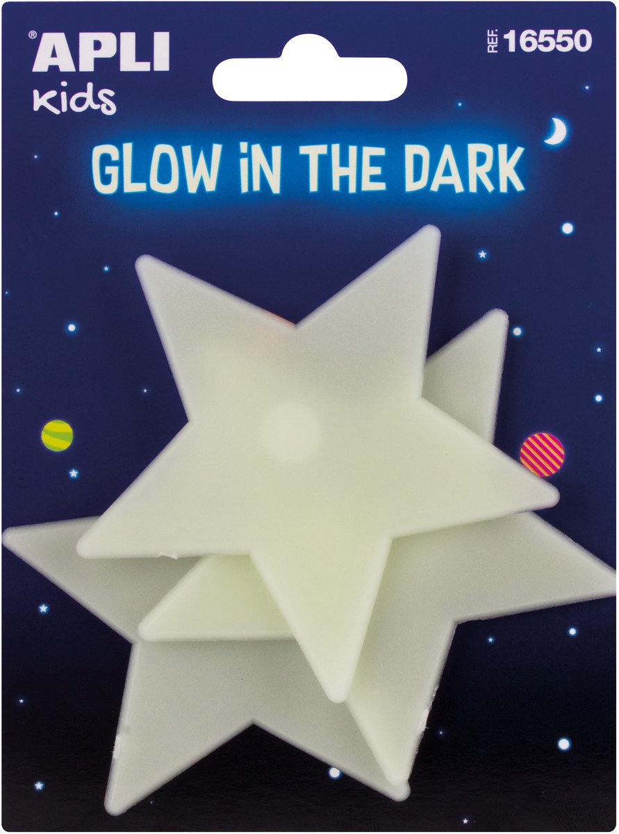 APLI Kids stickers Glow In The Dark ster multicolor 3 stuks speelgoed.