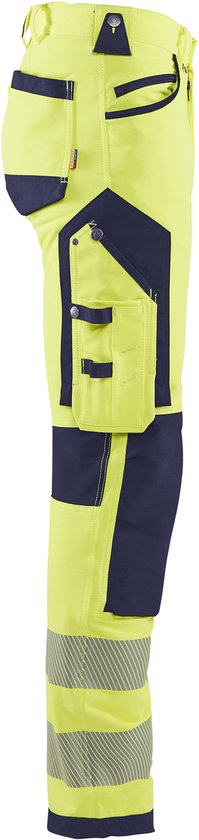 Pantalon de travail Blaklader High Vis avec stretch 4-way sans poches à clous 1197-1642 - Jaune Haute Visibilité/Bleu Marine - D92