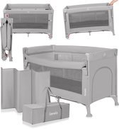Lionelo Ellen Reisbedje 3 in 1 – Aanschuifbedje, Baby- & Peuterbed - Co-Sleeper -– Campingbed – 2 Matrasposities – Opvouwbaar – Wieltjes met Rem – Inclusief Draagtas – Tot 15 kg