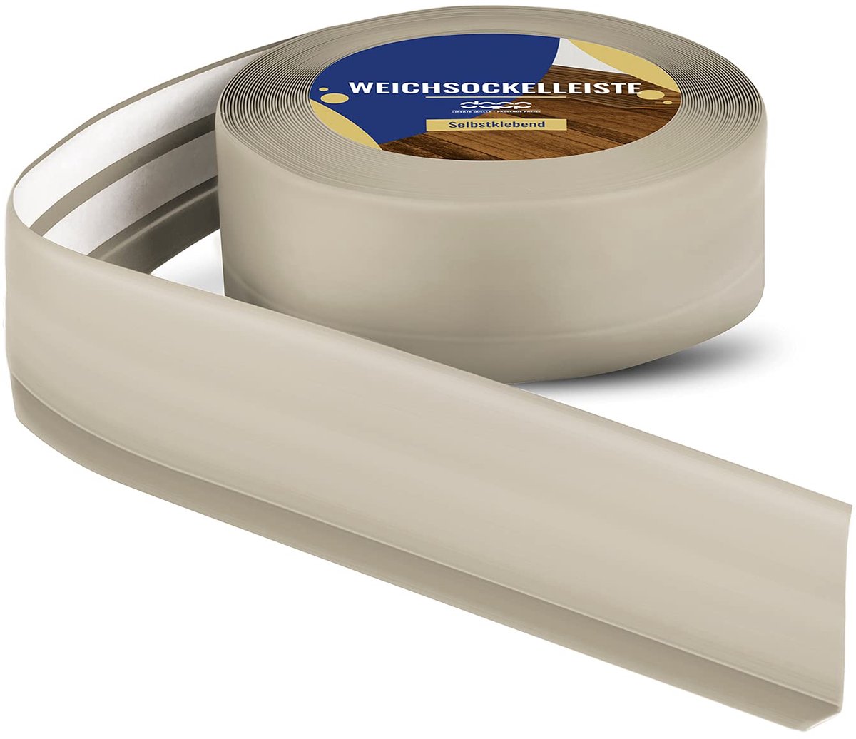 DQ-PP ZACHTE PLINT - 40 m (2x20m) - Beige - 50 x 15 mm - PVC - zelfklevend - knikhoek plinten rubberen strip plint hoekprofiel afsluitstrip vloerlijst