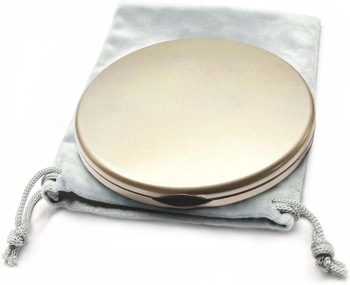 Vergrotende Compacte Spiegel voor Portemonnees - Dubbelzijdige Reisopmaak Spiegel, 10 cm Kleine Zakspiegel of Tassenspiegel, Vervormingsvrije Vouwbare Draagbare Compacte Spiegels (Champagne Goud)