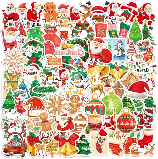 Foto: Zeynomax kerstthemastickers 100 stuks decoratieve kerststickers kerstcadeaustickers feestelijke kerststickers vinyl
