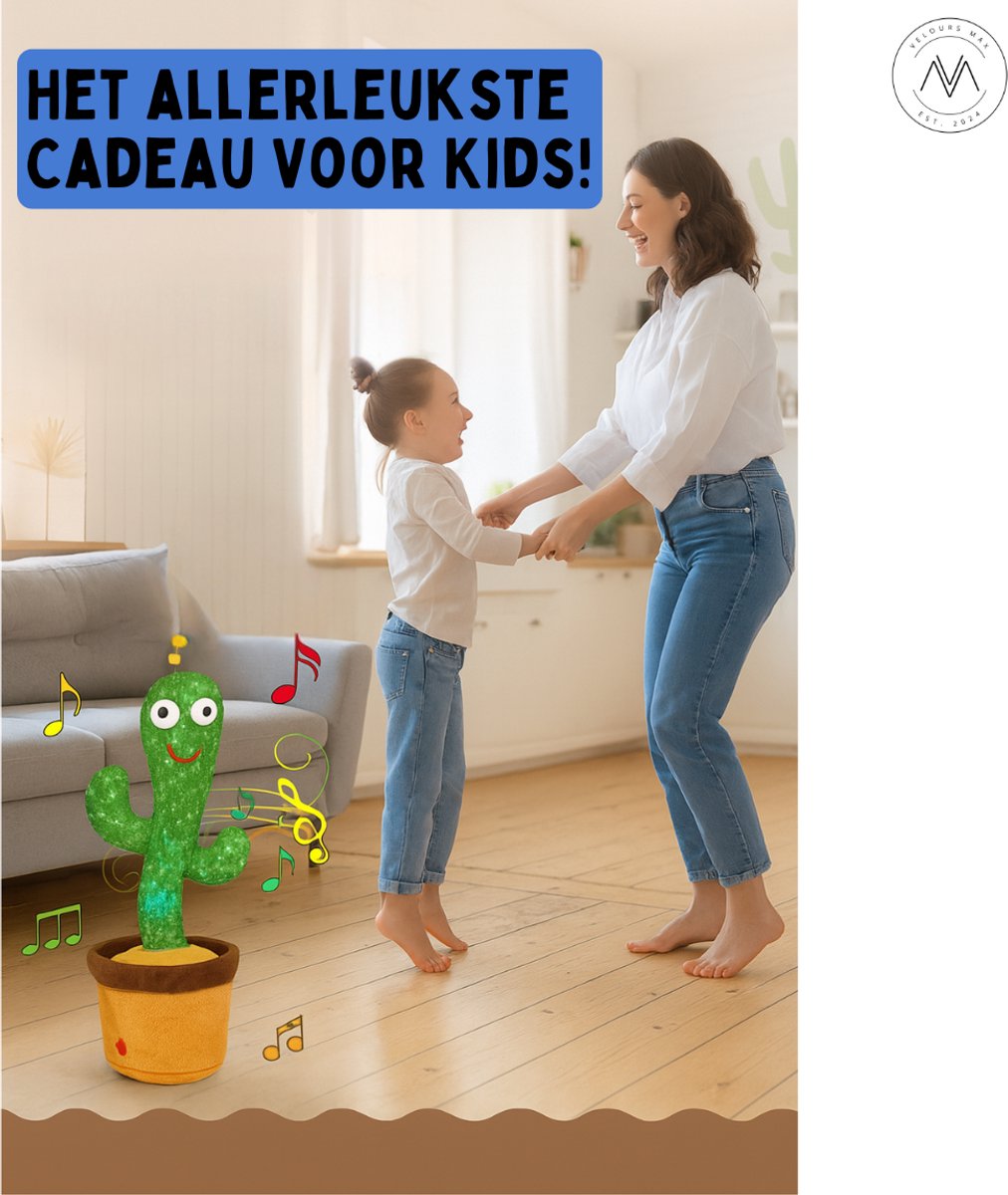 Velours Max® - Dansende Cactus - Interactieve Pratende Knuffel - TikTok - Dancing - 120 Liedjes - Recorder - Kinderen - Baby - Pluche - Speelgoed - Speelgoed 2 Jaar - Speelgoed 1 Jaar - Kinderspeelgoed - Knuffel - Knuffels - — afbeelding 7